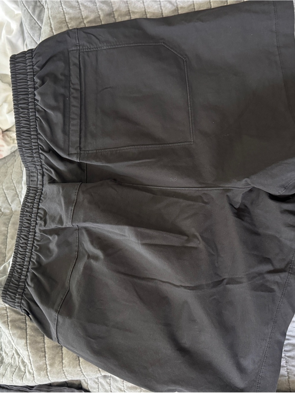 Black Elastic Waist Drawstring Shorts - Picture 2 of 2